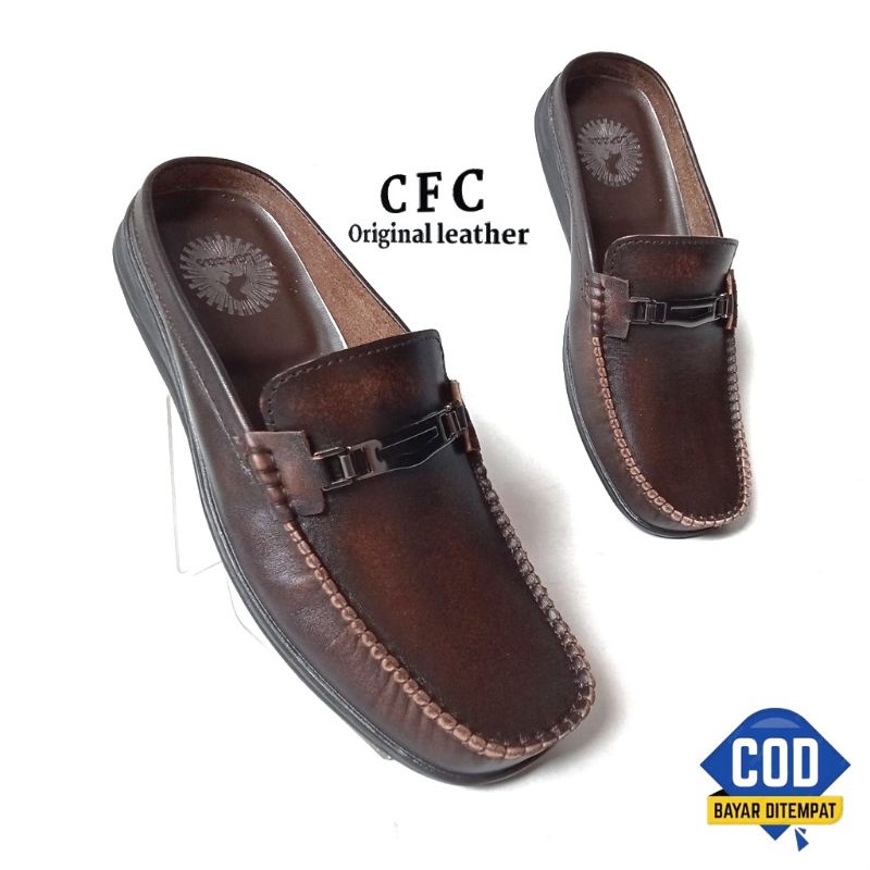 Sepatu Sandal Pria Kulit Asli Bustong Pria Kulit Asli Tutong Mokassin Asli Kulit