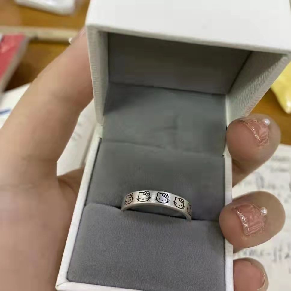 Sanrios Cincin Desain Anjing Hello Kitty Cinnamoroll Untuk Pasangan