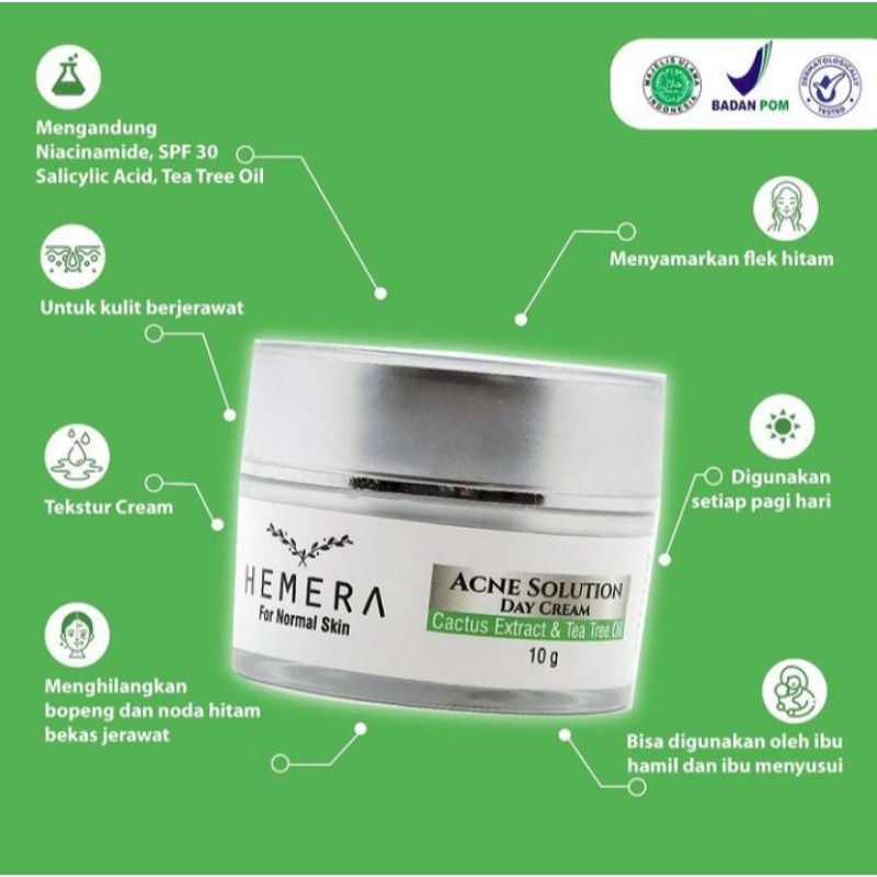 HEMERA Acne Solution Day Cream| Acne Cream Siang| Day Eceran