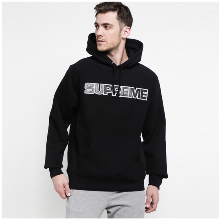 Supreme Perforated Leather Jaket Hoodie Pria