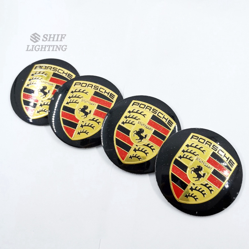 Stiker Emblem Logo Kuda PORSCHE 4x56mm Untuk Dekorasi Velg Hub Mobil