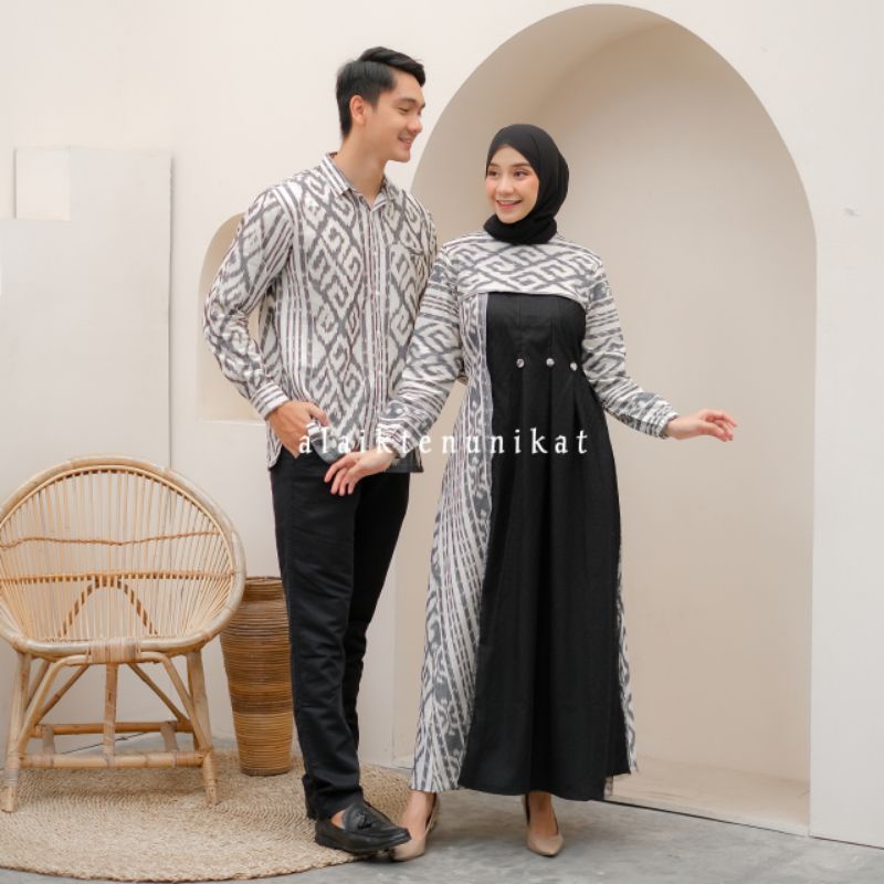 COUPLE TENUN SASMAYA 01 KEMEJA FULL TENUN DAN GAMIS