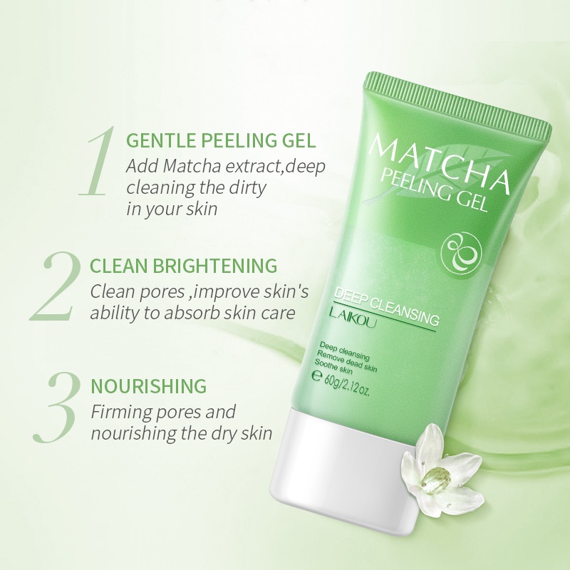 LAIKOU Matcha Facial Scrub Peeling Gel Eksfoliasi Menghilangkan Kulit Mati 60g