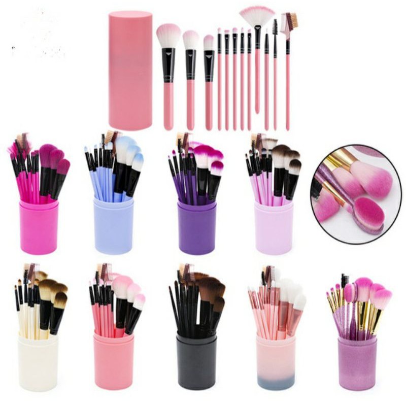 Kuas Make Up Tabung 12 in 1 / Make Up Tools / Brush Make Up Isi 12pcs