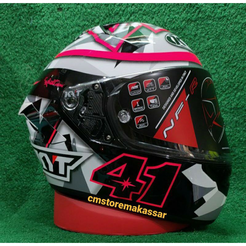 Helm KYT NFR Aleix Espargaro 2018 Pink White Full Face KYT NF-R Double Visor DDRING Limited Edition