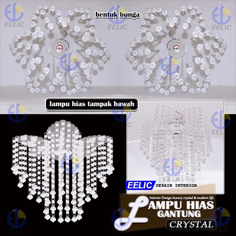 EELIC LHG-169 lampu hias gantung crystal model bunga bergerigi elegant dan mewah desain interior