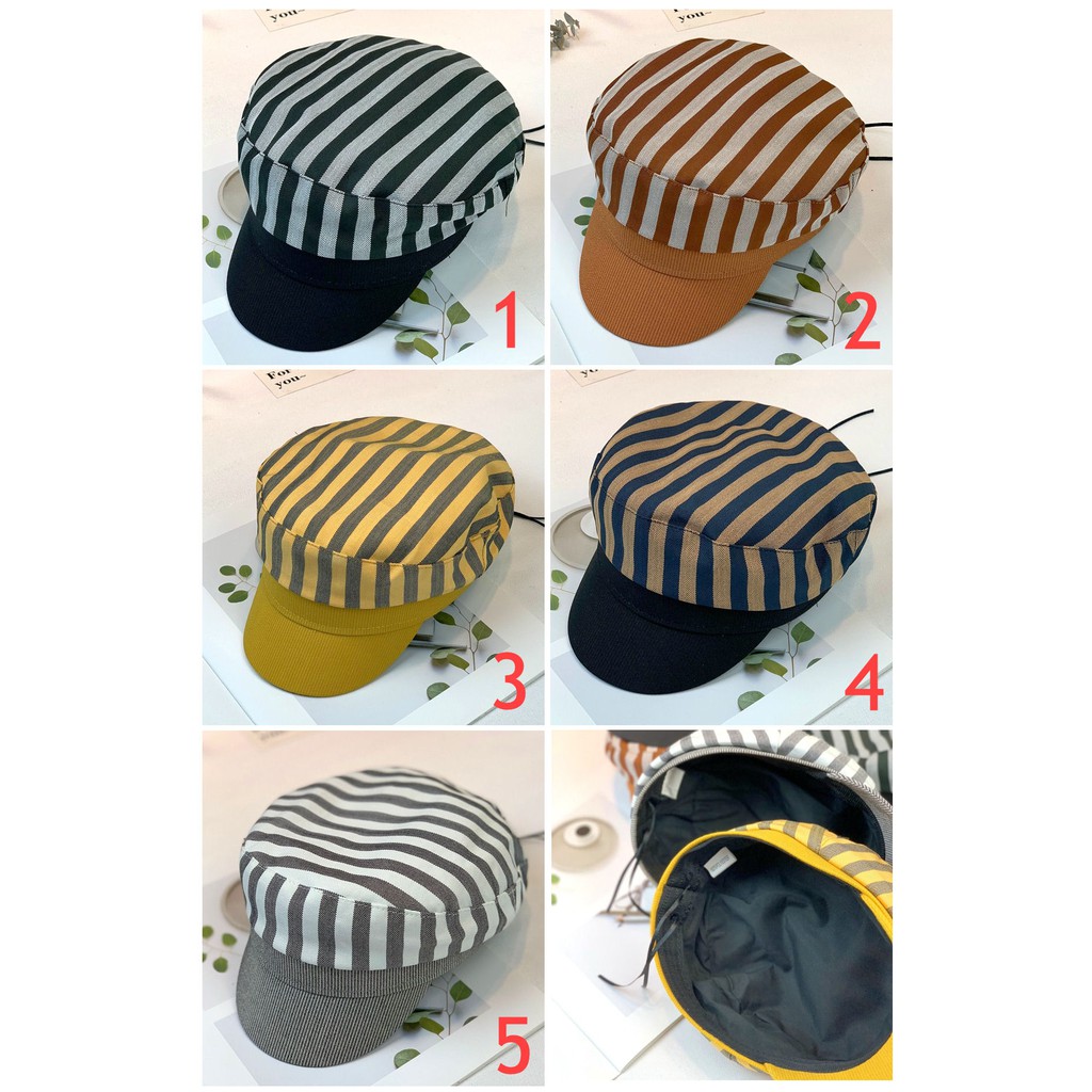 [JOYLEEN BEBE] Stripe Pet Hat Topi Pet Anak Garis Topi Copet Anak Lucu Import TOPI ANAK KOREA