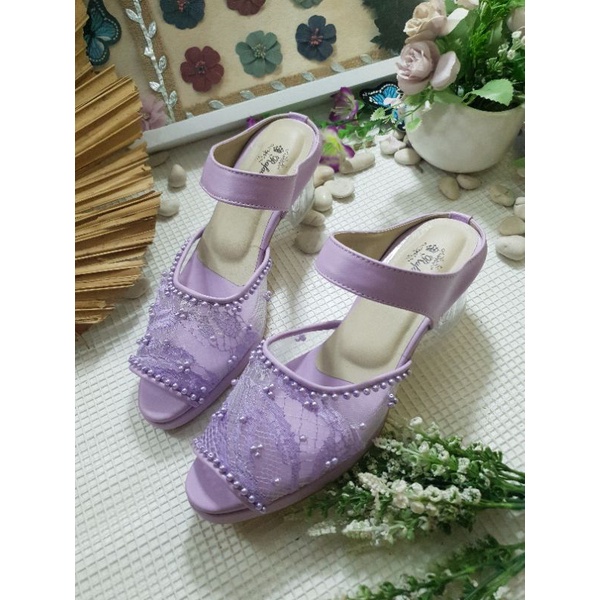 rafaizoutfit sepatu wanita cantik alissa lilac tinggi 5cm kaca