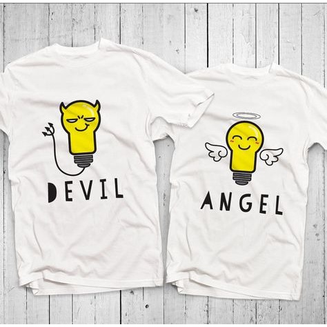 MYSTIQUE.ID-BAJU KAOS COUPLE DEVIL AND ANGLE T-SHIRT LUCU DAN AESTHETIC