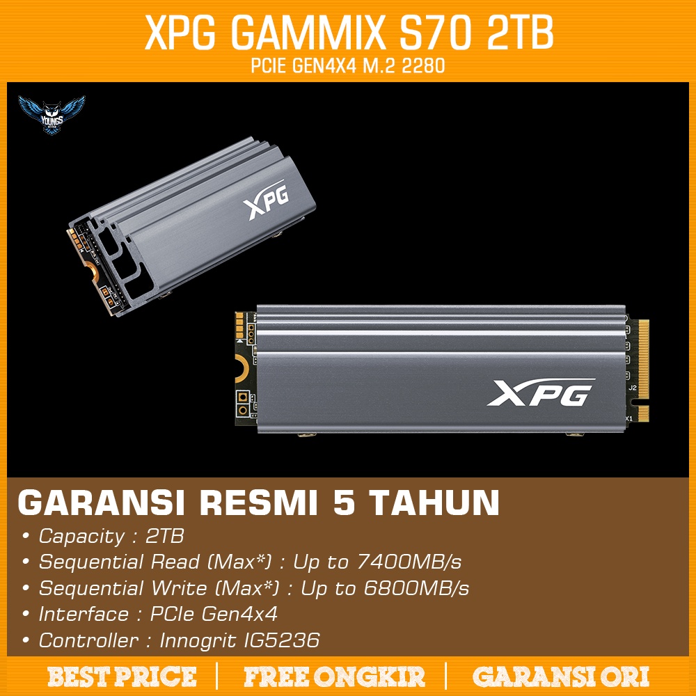 SSD XPG GAMMIX S70 2TB | Gen4 PCIe M.2 2280 NVMe Gen4x4 Adata