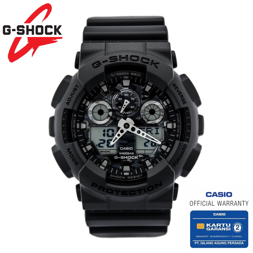 Jam Tangan Pria Casio G-Shock Original GA-100CF-8ADR Dual Time Rubber Strap
