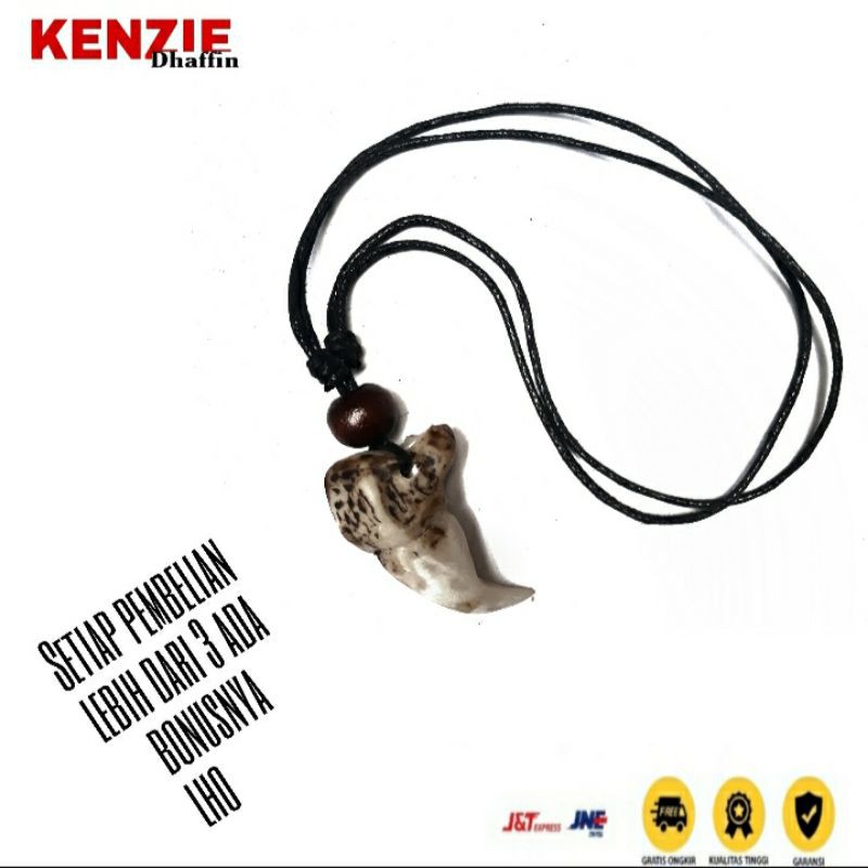 Kalung pria bandul kuku macan taring babi tarbi