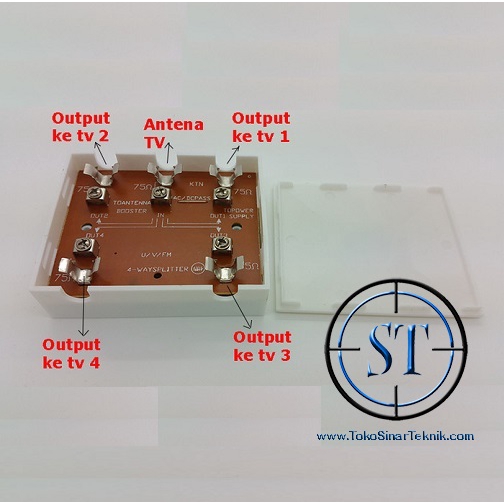 Splitter TV DX 4 Way Pembagi Arah Cabang Antena Antenna TV Televisi Switcher 4 Jalur 4 Output Pemasangan Mudah