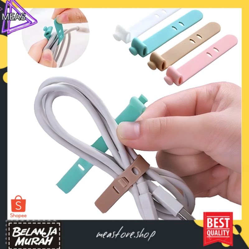 MEASTORE | PENGIKAT KABEL / PENGGULUNG CABLE SILIKON BINDER KLIP CABLE CORD HOLDER PENJEPIT KABEL CHARGER