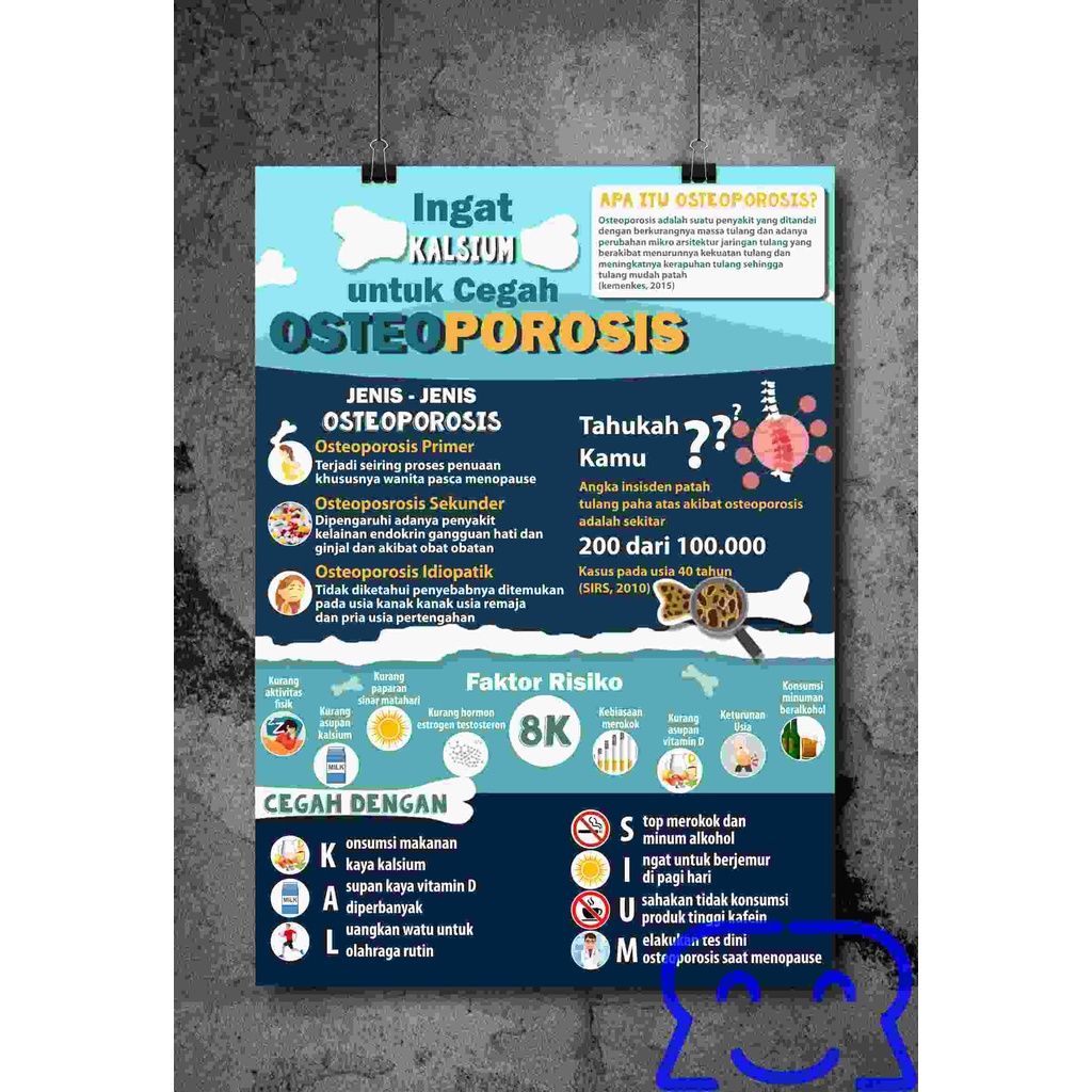 

BIG POSTER 40cm x 60cm Artpaper 260 gram Tinta tebal OSTEOPOROSIS, KEPADATAN TULANG, RADANG SENDI, ASAM URAT, REUMATIK