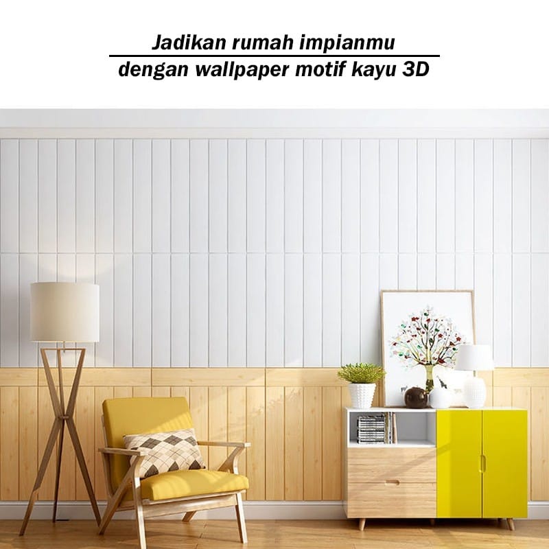 (Wallpaper Bandung) Wallfoam Kayu 70 x 70 cm Tebal 6 mm / foam Kayu Cream / Foam Motif Kayu / Kayu / Stiker Foam / Foam 3d-3