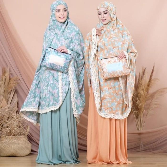 Mukena dewasa alina daun series katun rayon premium jumbo