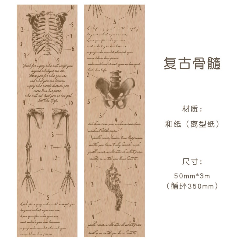 Journamm 5cm*3m Vintage Letters Washi Paper Tape for Deco Scrapbooking  School Supplies DIY Creative Stationery Decoration Tapes-G