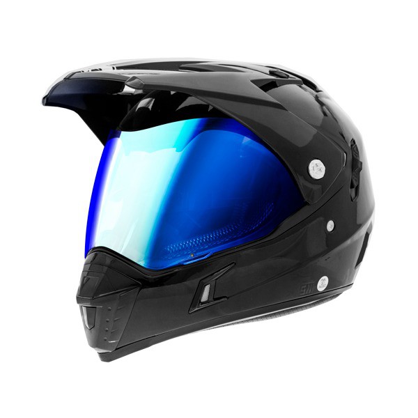Helm SNAIL MX311 Supermoto Black Gloss Doff VISOR BLUE ORIGINAL