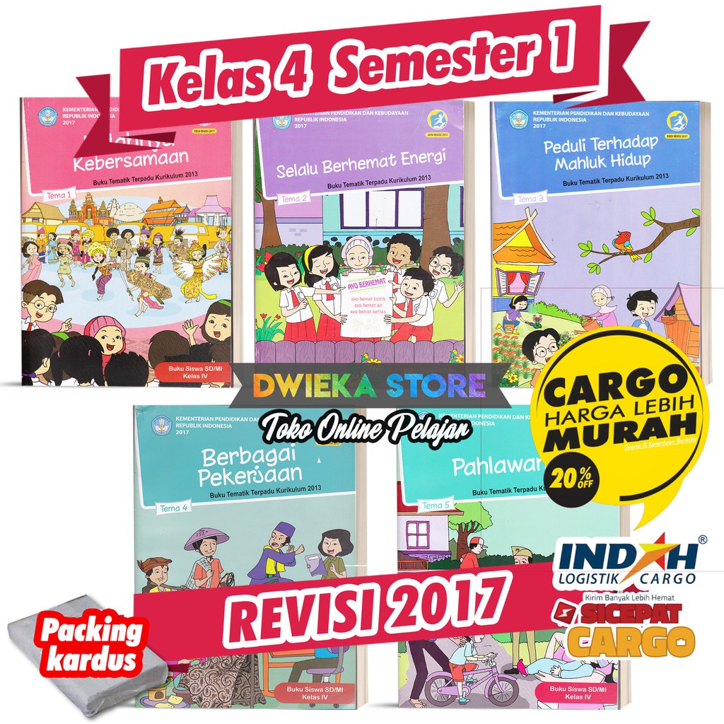 Paket Buku Tematik SD Kelas 4 Semester 1 “Tema 1 2 3 4 5” Kurikulum 2013 Revisi 2017 [CETAKAN