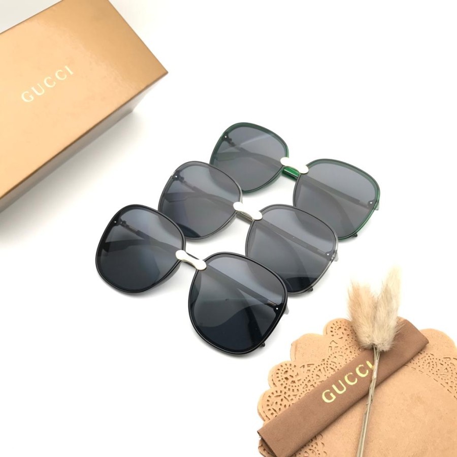 *COD* Kacamata Hitam Semi Bulat Fashion Wanita Guccii 9119 Terlaris (Full Set)