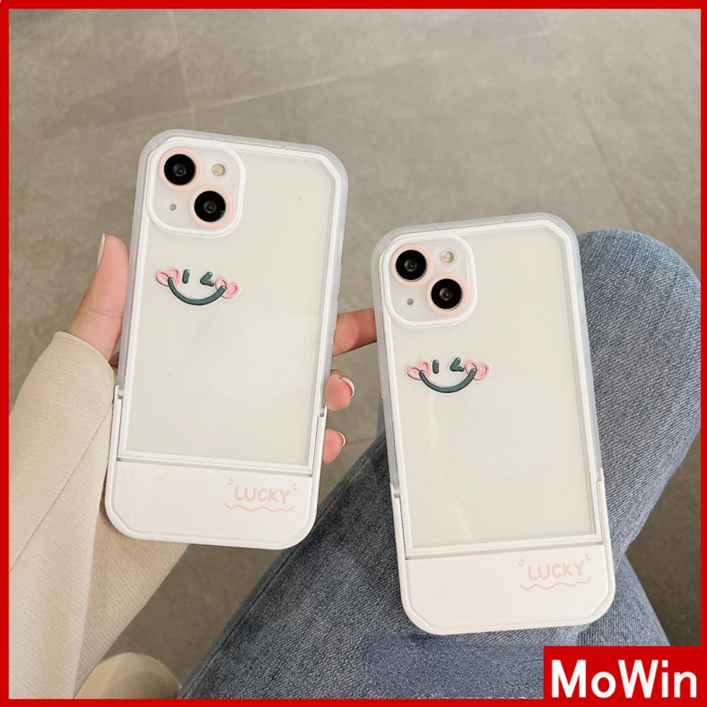 iPhone Case Silicone Soft Case Clear Case Folding Stand Shockproof Protection Camera Smiley Simple Cute Compatible For iPhone 11 iPhone 13 Pro Max iPhone 12 Pro Max iPhone 7Plus xr