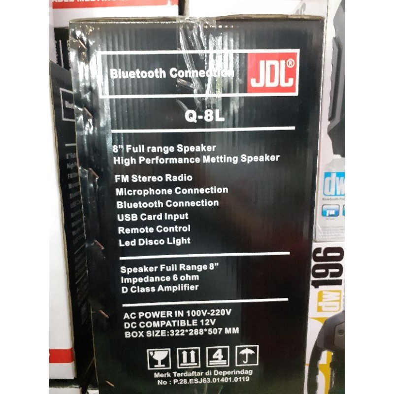 Speaker JDL 8 inch Q8L bluetooth FREE MIC KABEL