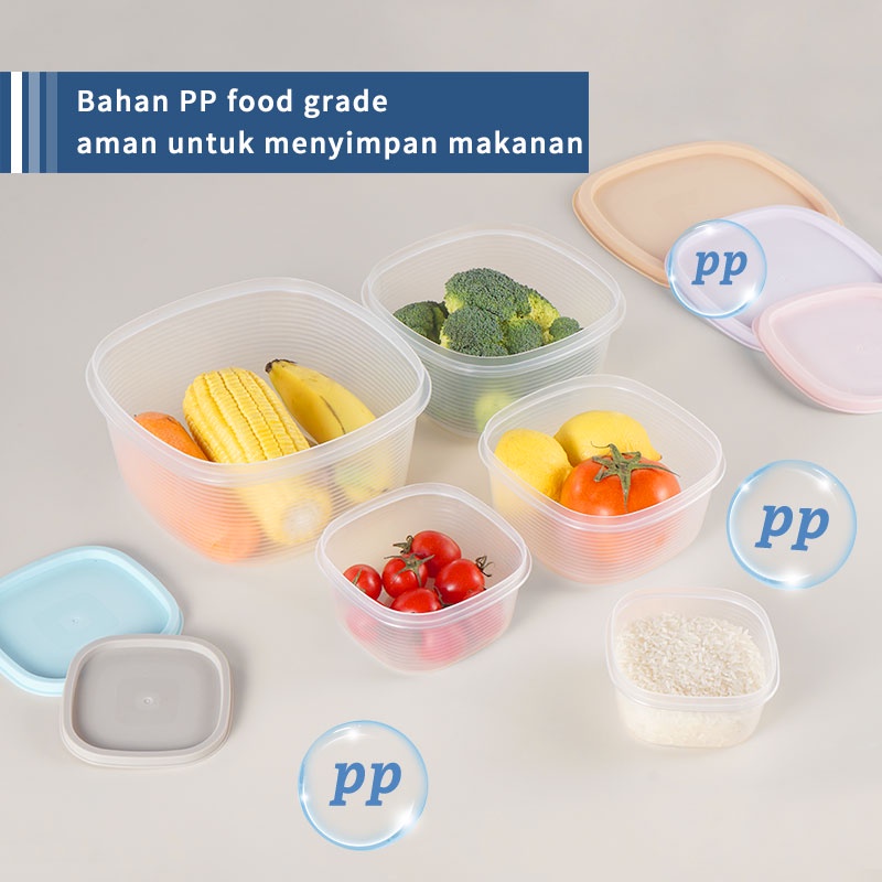 Letyeah &amp; Kaizenliving 5 pcs Kotak kontainer makanan kulkas / kotak penyimpanan/food storage box