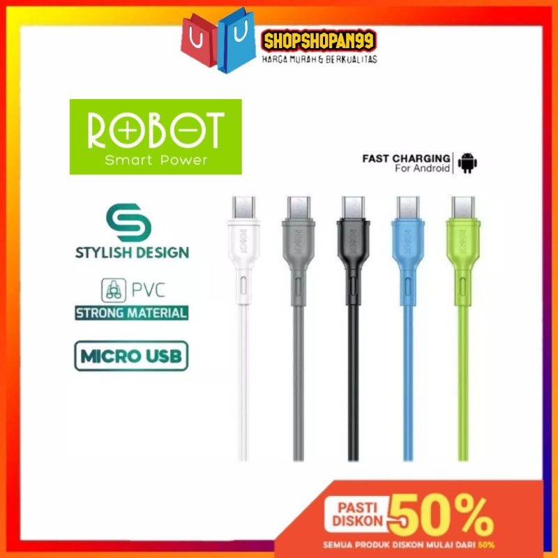 Kabel Data Robot RBM100 RBM100S micro USB 2A 100cm / Kabel Data bulat Robot - Robot RBM 100