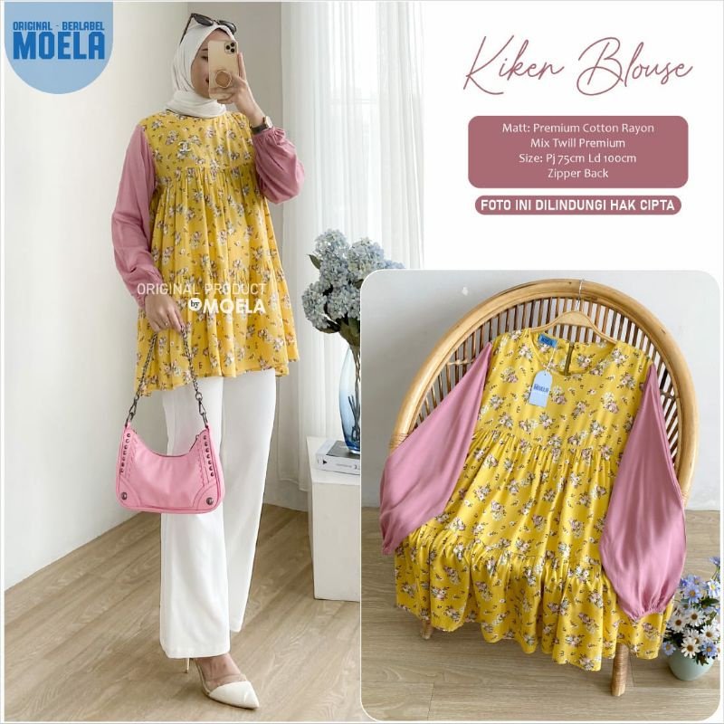 ELETA JIOLA KIKEN IMASI MIUTI NISLA OIRIS PIPRE BLOUSE BY MOELA BERLABEL | BAJU ATASAN BLOUSE WANITA JUMBO MOTIF BUNGA ABSTRAK CANTIK OOTD KEKINIAN TRENDY | LD 100-Kiken