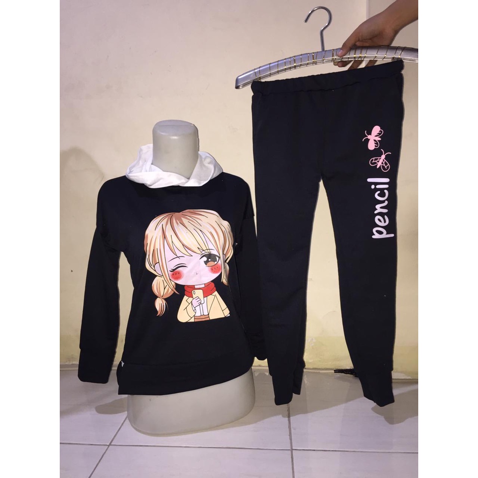 QFS - ST KIDS GIRL MAHIKA HOODIE / HITAM / KUNING / TERBARU / TERPOPULER