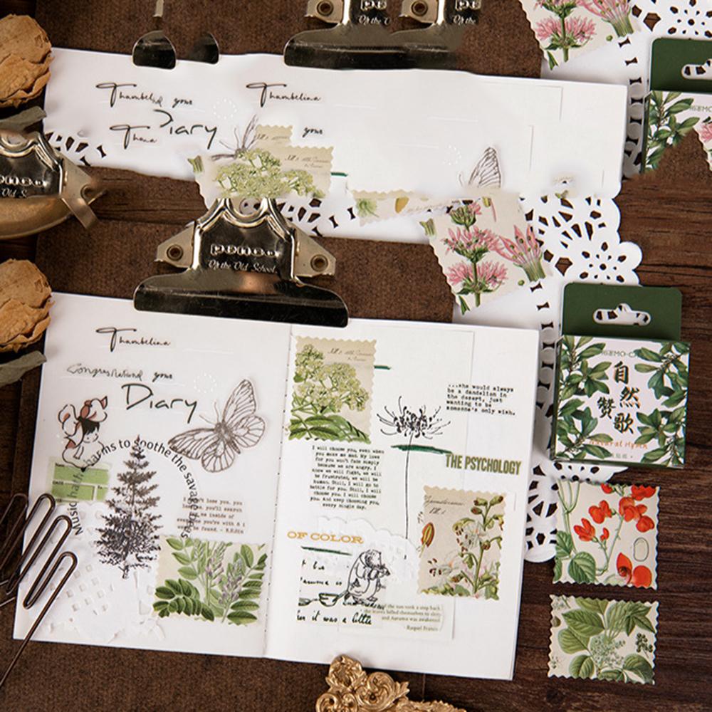 Agustina Bunga Kertas Stiker Hadiah 46 Pcs/pack DIY Scrapbooking Kreatif Safflower Daun Hijau Kantor Sekolah Supply Diary Sticker