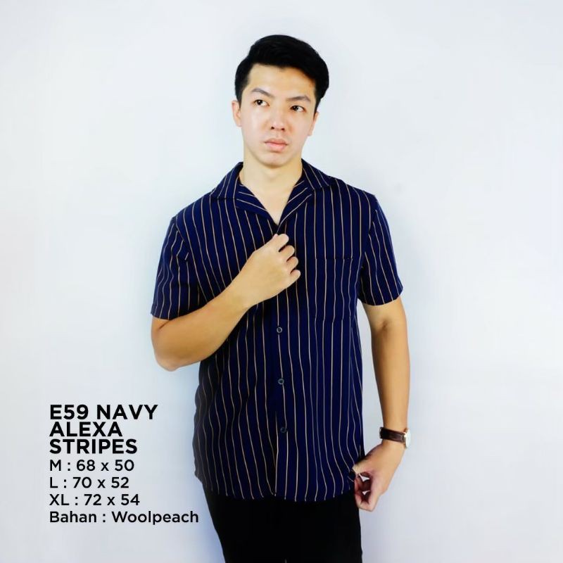 kemeja pria garis lengan pendek / kemeja pria garis / kemeja pria garis terbaru