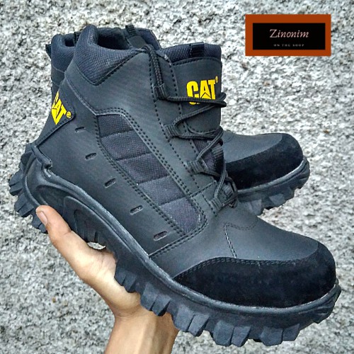 Sepatu Safety Boots Pria Sepatu Septi Ujung Besi Hitam Tinggi