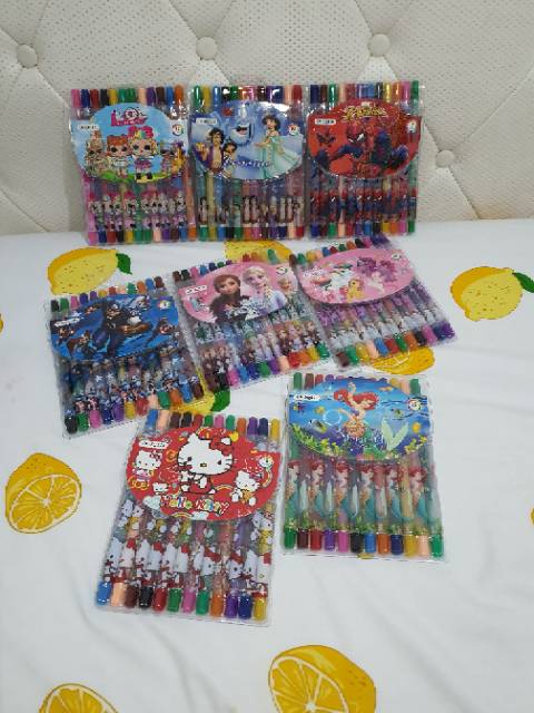 crayon putar panjang 12warna/krayon putar/rolling crayon/twist crayon/oil pastel-2