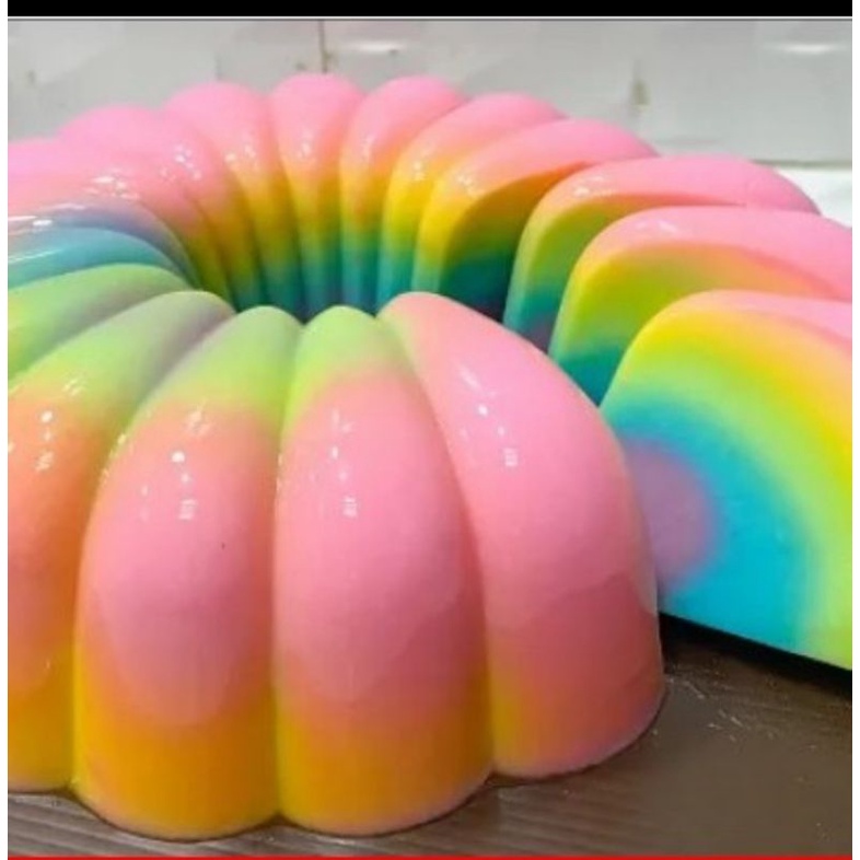 PUDING PELANGI/RAINBOW ROTI TAWAR DIAMETER 22CM