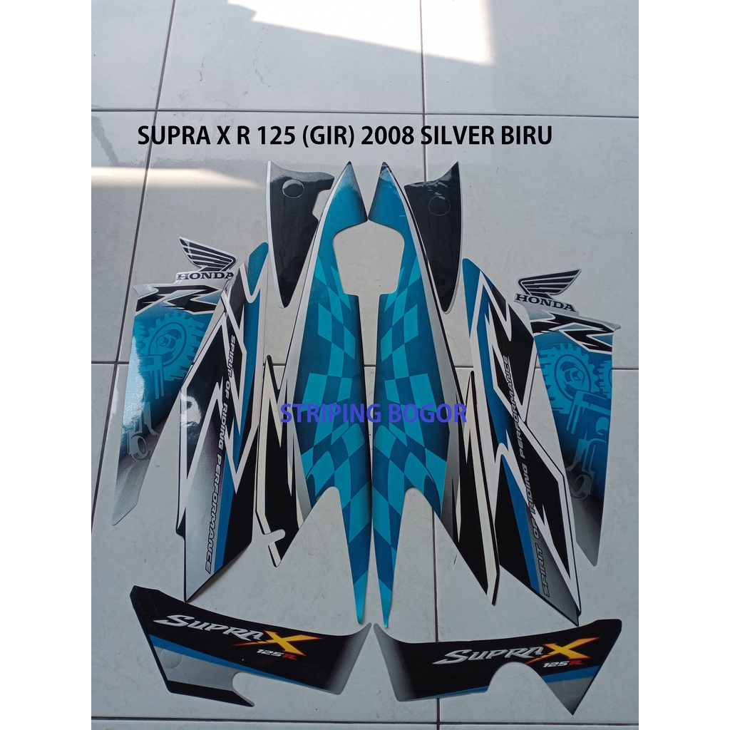 Stiker Striping Motor Honda Supra X R 125 2008 Silver Biru