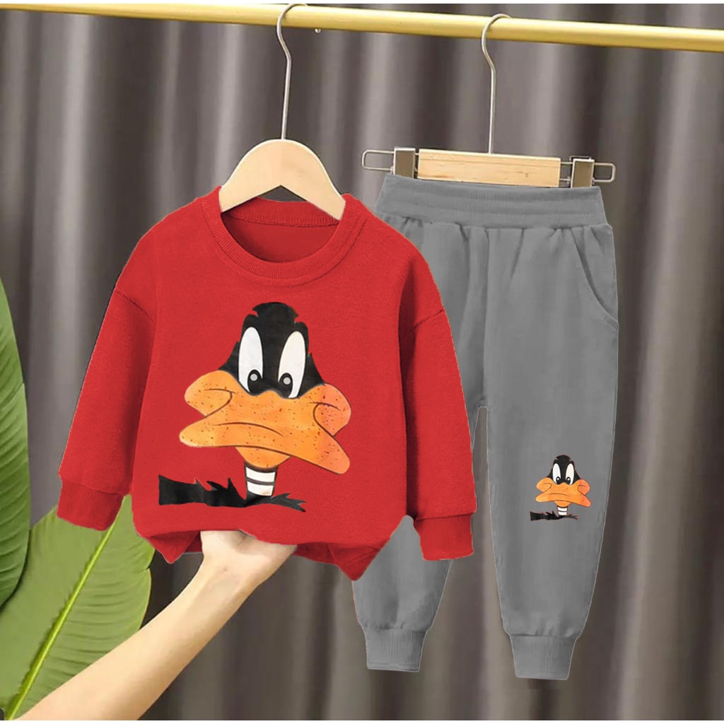 PROMO SETELAN SWEATER ANAK LAKI LAKI DAN PEREMPUAN TERBARU MOTIF DUCK KOMBI 1-5 TAHUN SETELOAN SWEATER PALING LARIS SETELAN SWEATER ANAK TERBARU