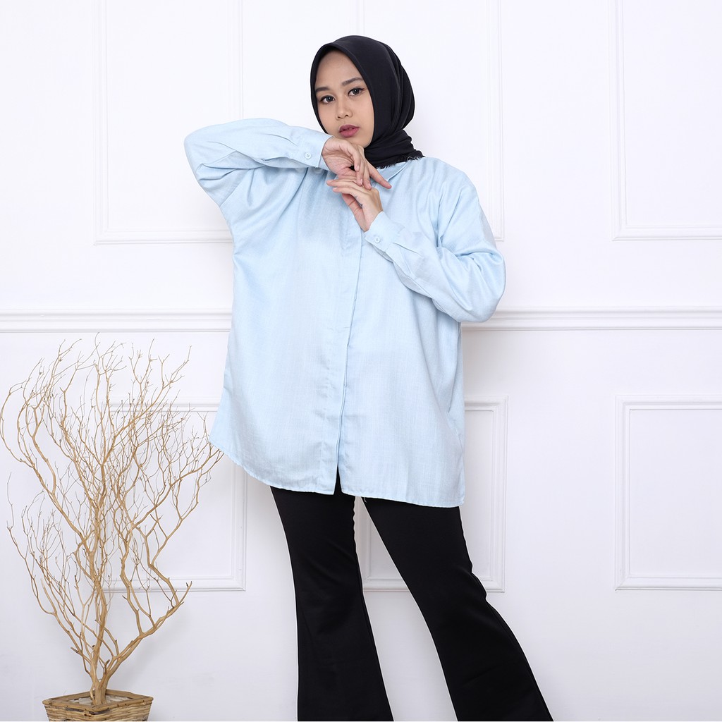 HaymeeStore Kemeja  Oversize Wanita Lengan Panjang Baju  