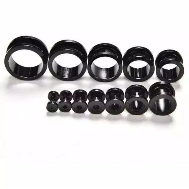 Tunnel black piercing piercing plastik ukuran 10mm sampai 22mm