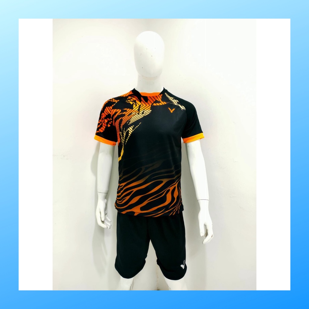 Kaos bulutangkis pria baju badminton dan celana jersey setelan wanita dewasa t-shirt outfit seragam jarsey kostum olahraga pakaian apparel sport jersy bulu tangkis casual jersi sudirman thomas uber cup print custom suit V141 hitam polos