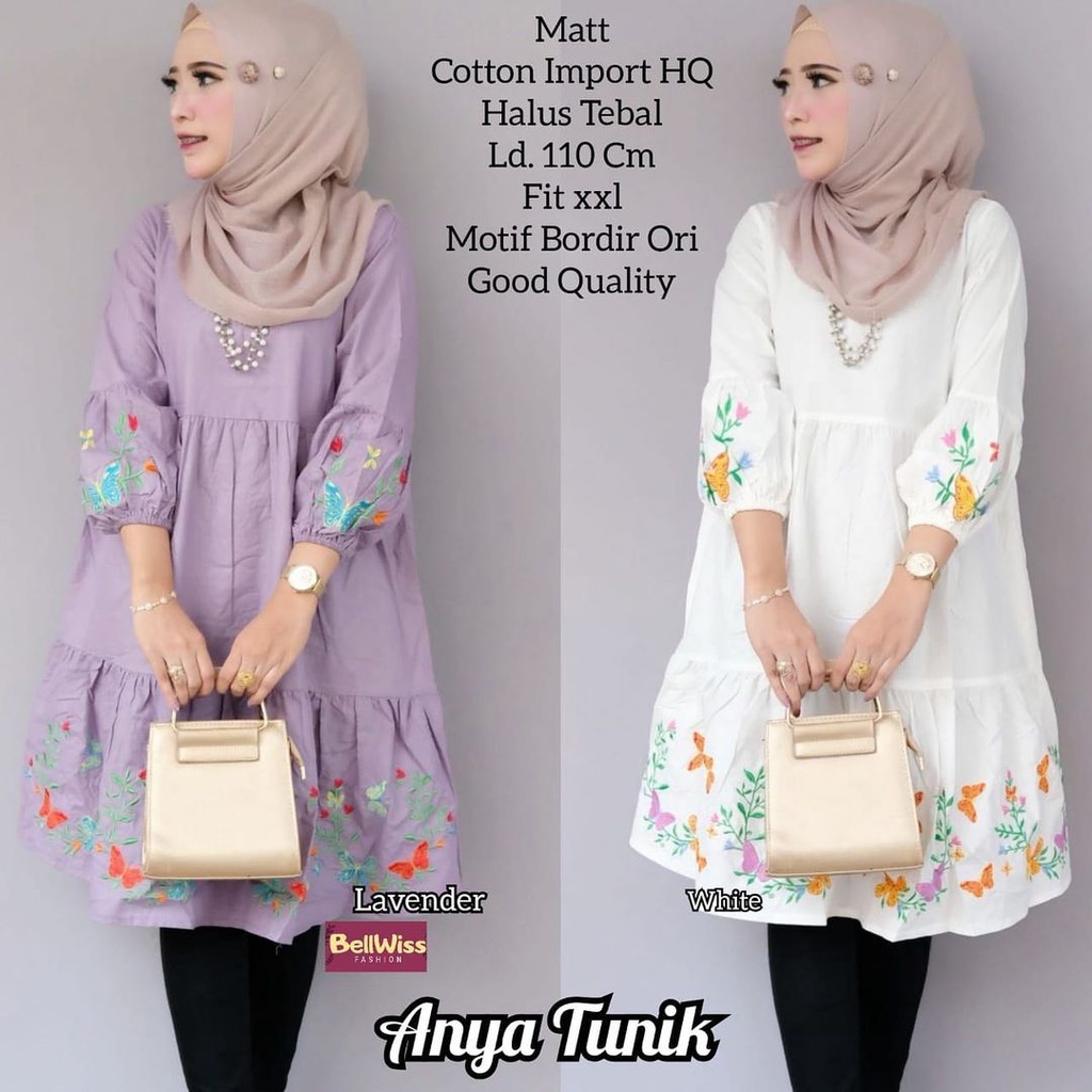 Tunik Jumbo Kekinian Grosir baju Solo Bordir Asli Anya by Belwiss Fashion