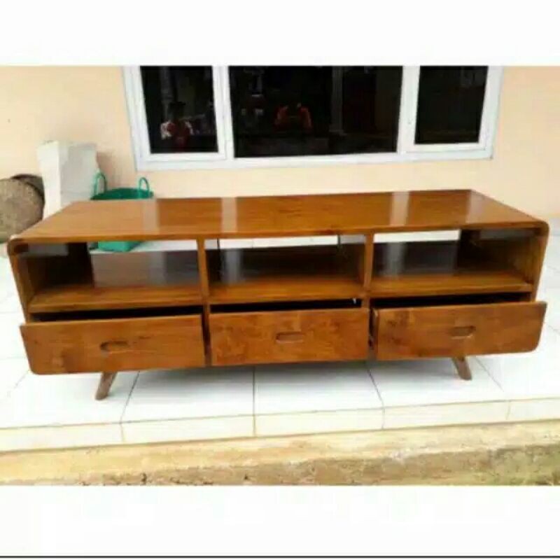bufet tv.meja tv bufet retro kayu jati perhutani murah promo
