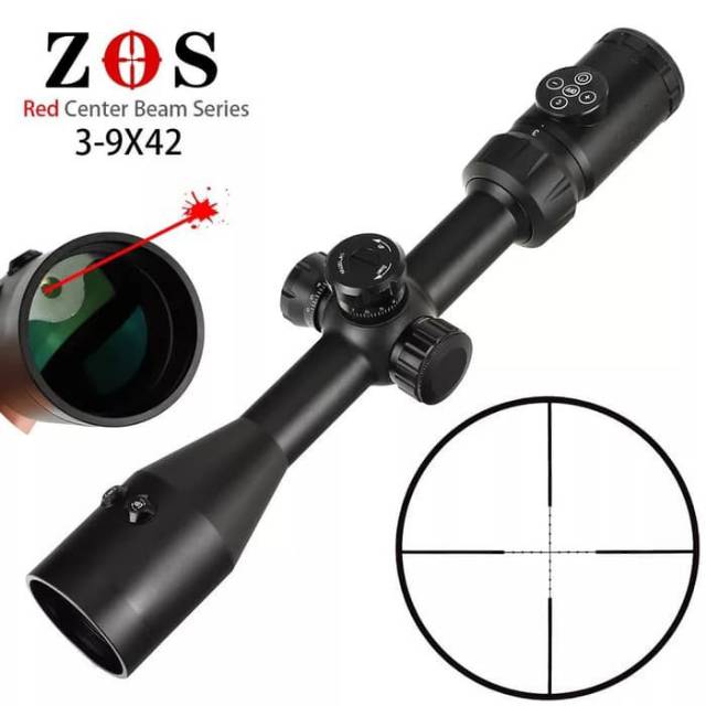 Telescope teleskop ZOS 3-9x42 E-R red center laser beam new scope