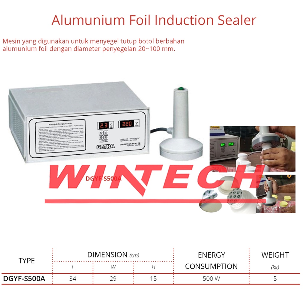 GETRA Manual Induction Sealer DGYF-S500A Mesin Induksi Sealer Alumunium