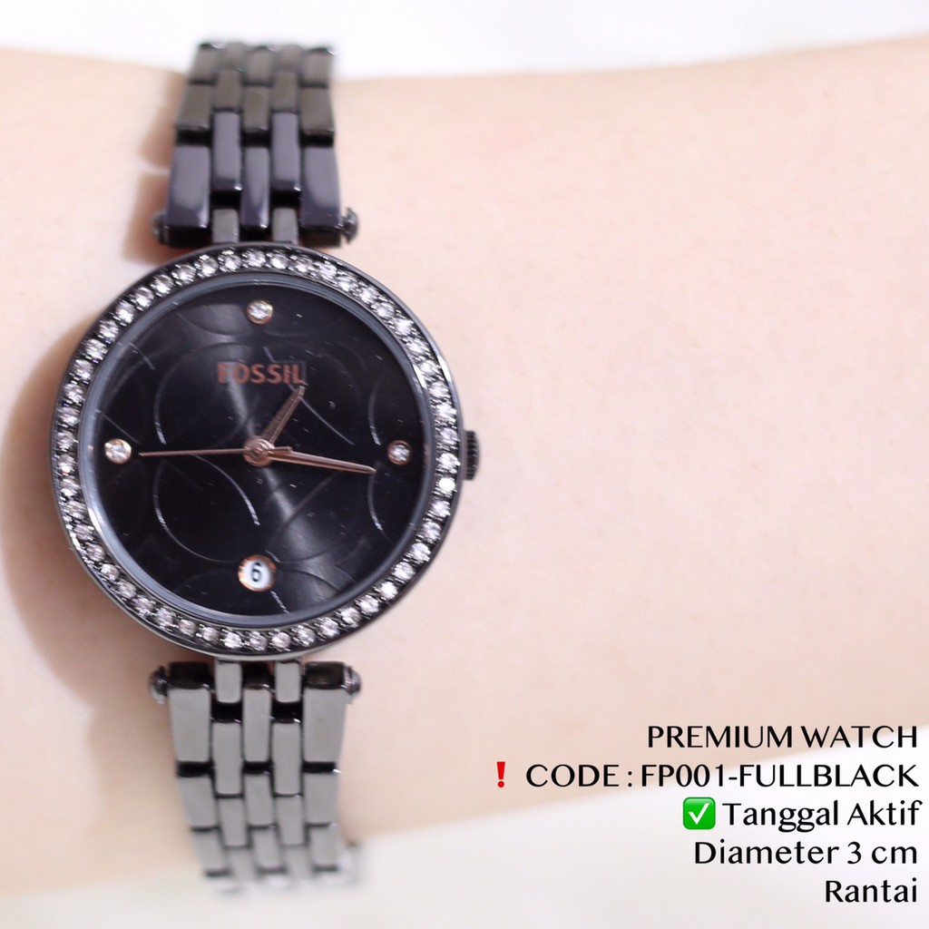 Jam tangan wanita pesta premium watch fashion tanggal aktif grosir ecer free baterai cadangan FP001