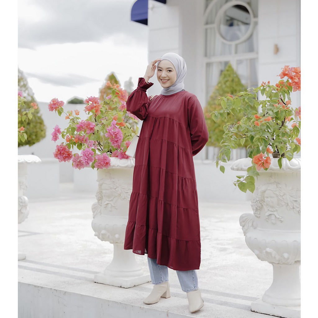 IL - CEMPAKA TUNIK FULL RUFFLE / MIDI DRESS WANITA MOSCRAPE PREMIUM