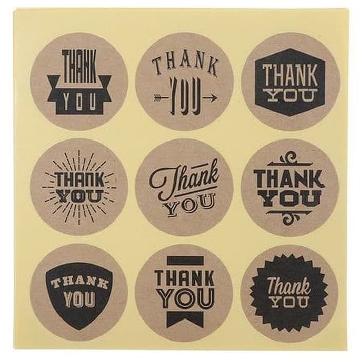 Paper Tags Sticker THANK YOU - Round Kraft 9 Design (1sheet/9pcs)