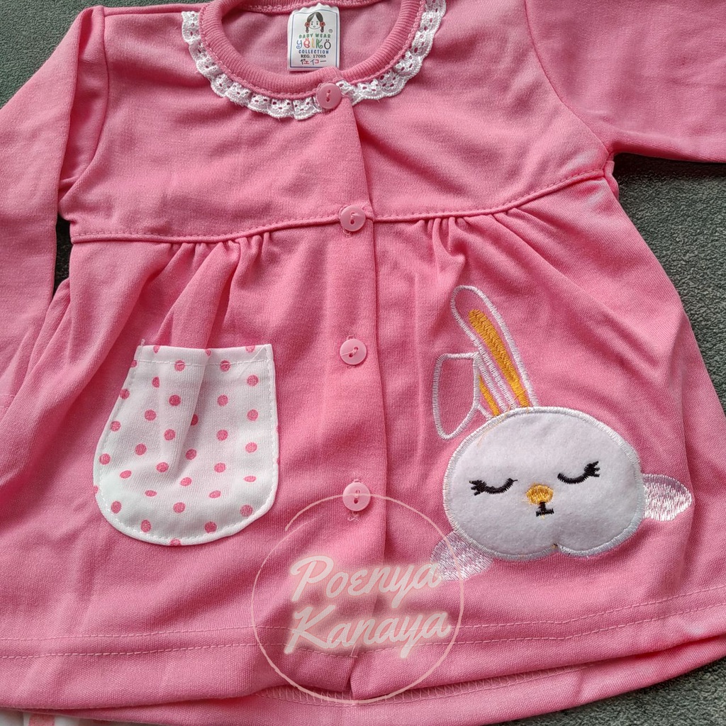 SPY17 Setelan Baju Bayi Piyama Bayi Panjang Perempuan KELINCI BORDIR Yeiko 6-12 bln-1