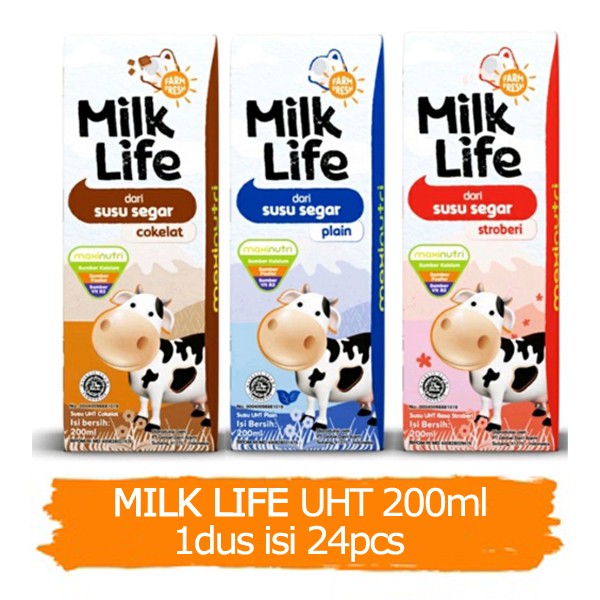 

Milk Life UHT 200ml x 24pcs Vanilla Coklat Strawberry Milklife 200 ml